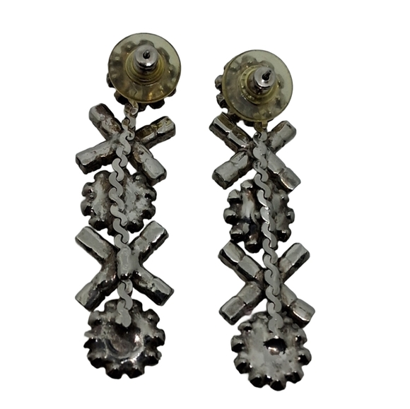 Glam Mid Century XOXO Rhinestone Drop Earrings - Picture 6 of 7